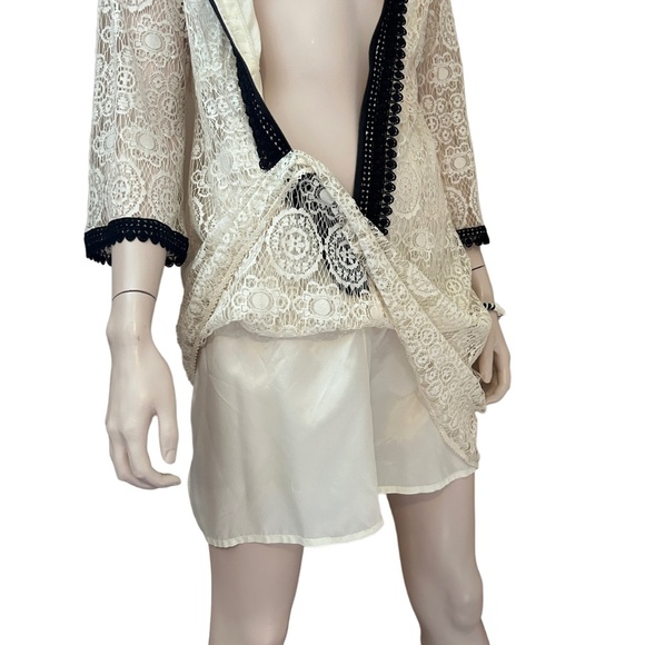 Nanette Lepore Sheath Dress Lace Crochet Zip Front Y2K Made in USA Linen Cotton - Picture 10 of 16